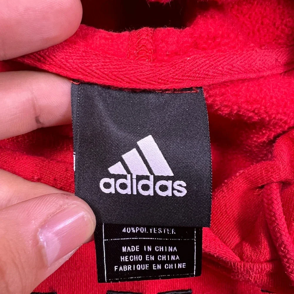 Adidas Chicago Bulls‎ Embroidered Logo Fleece Hoodie Mens 2XL Red Cotton Blend